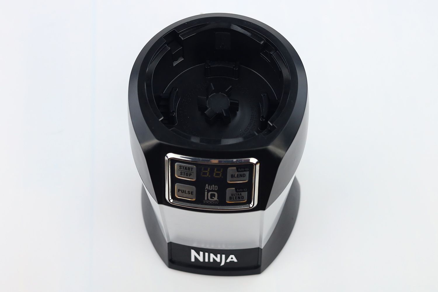 A close-up of the front interface of the Ninja BL480D Nutri Motor Base.