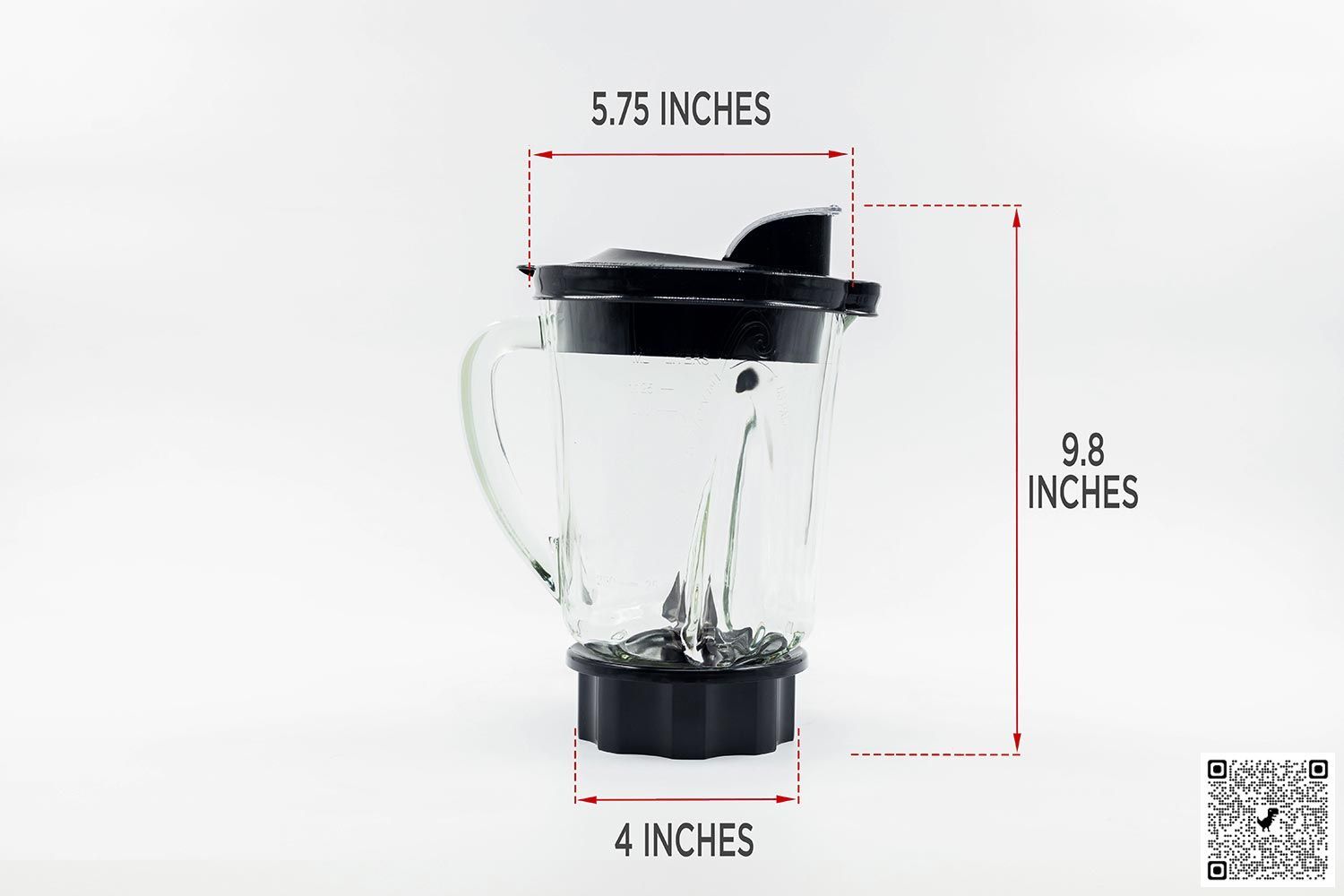 Illustrated dimensions of the Hamilton Beach Wave Crusher showing the height, depth, and width in inches