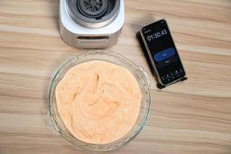 Ninja TWISTi frozen fruit smoothie blending test, where a smooth result is reached at 1 minute 30 seconds.