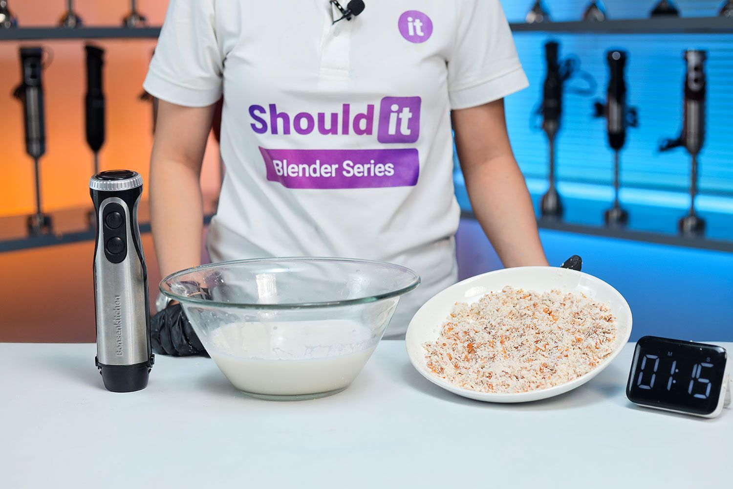 Bonsenkitchen 4 in 1 Immersion Blender Almond Milk