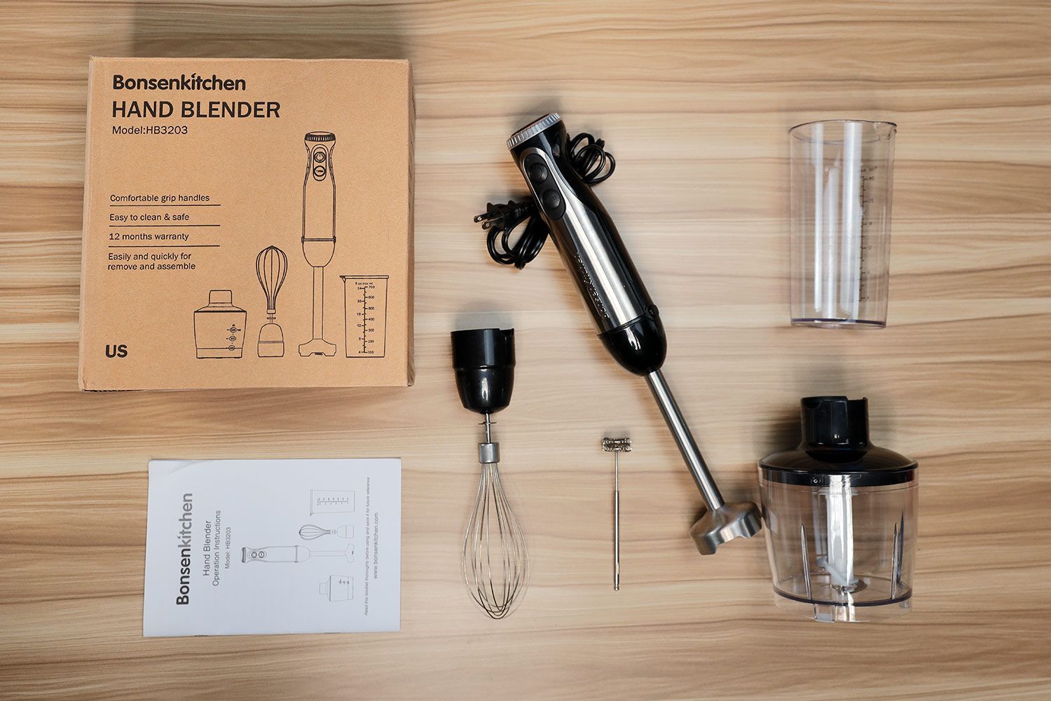 Bonsenkitchen 4 in 1 Immersion Blender In the Box