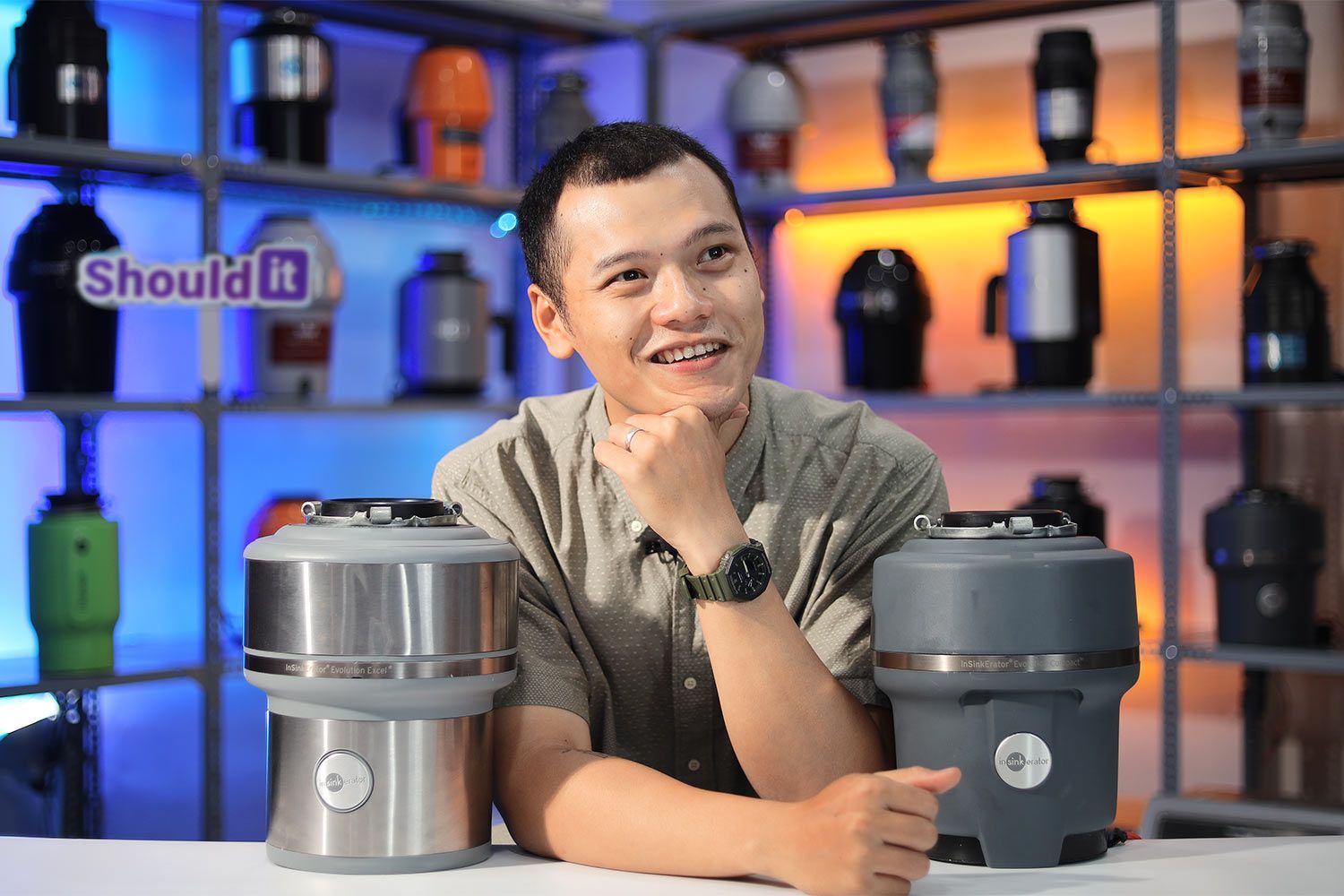 After testing garbage disposals at Shouldit's Lab, Be Nguyen wonders about all the posibilities.