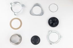 Backup flange, mounting ring, snap ring, fiber gasket, cushion mount, sink flange, stopper, lower mounting ring.