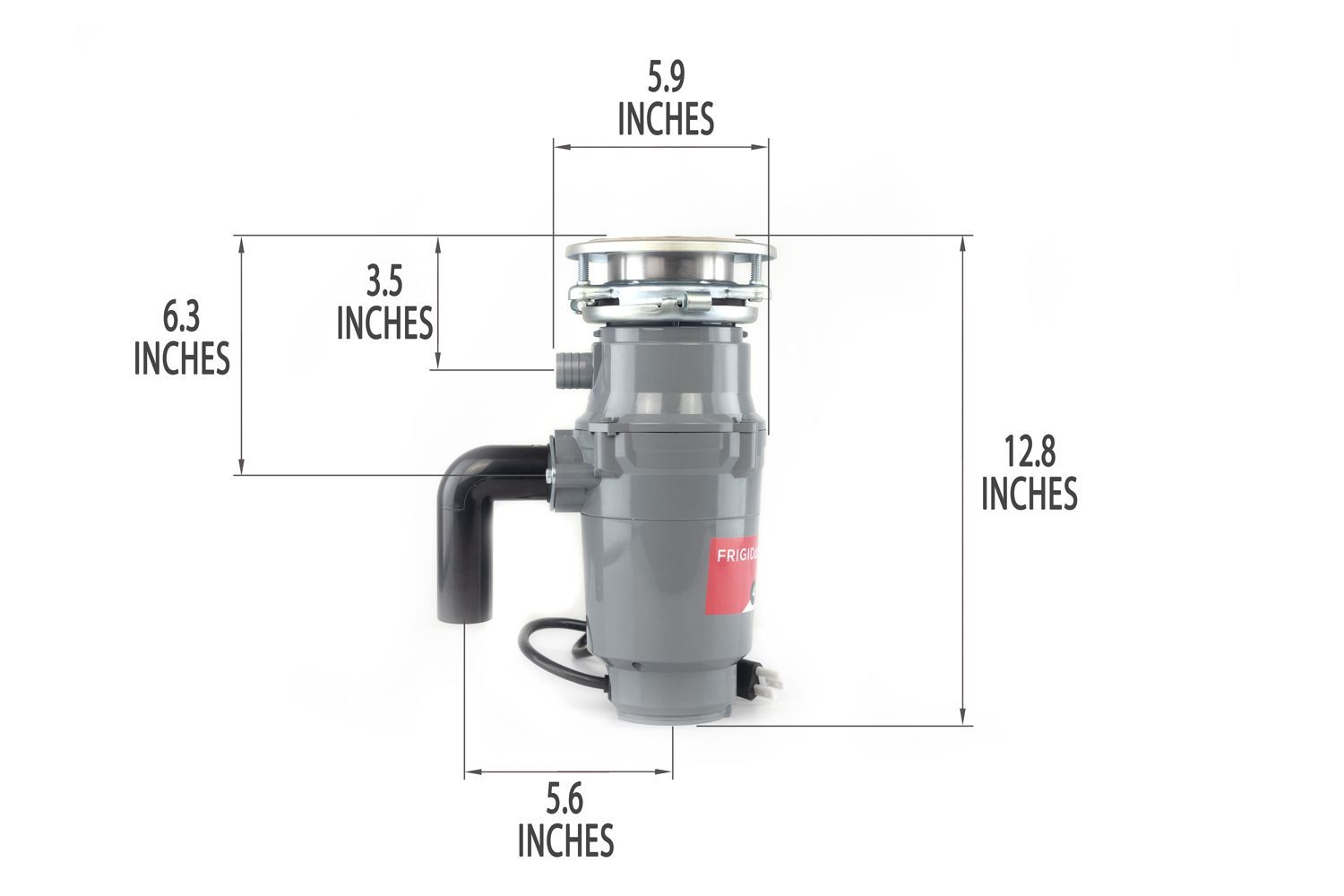 FRIGIDAIRE FF05DISPC1 1/2-HP Garbage Disposal Dimensions