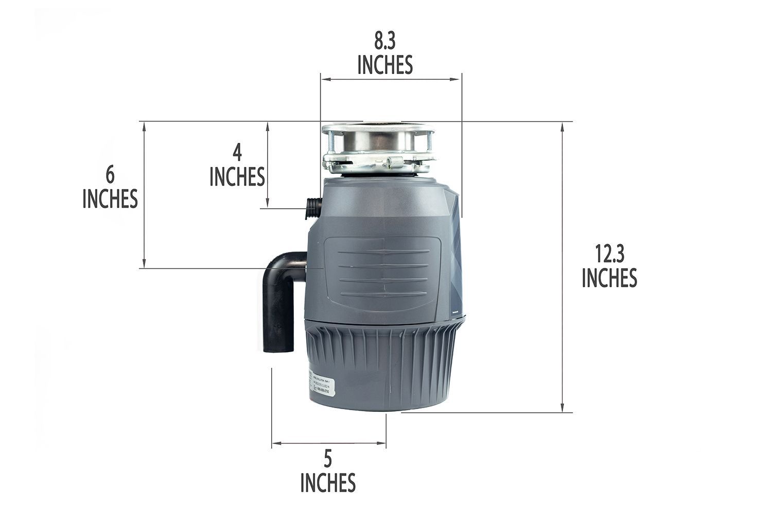 InSinkErator Advanced Series 3/4 HP Garbage Disposal Dimensions