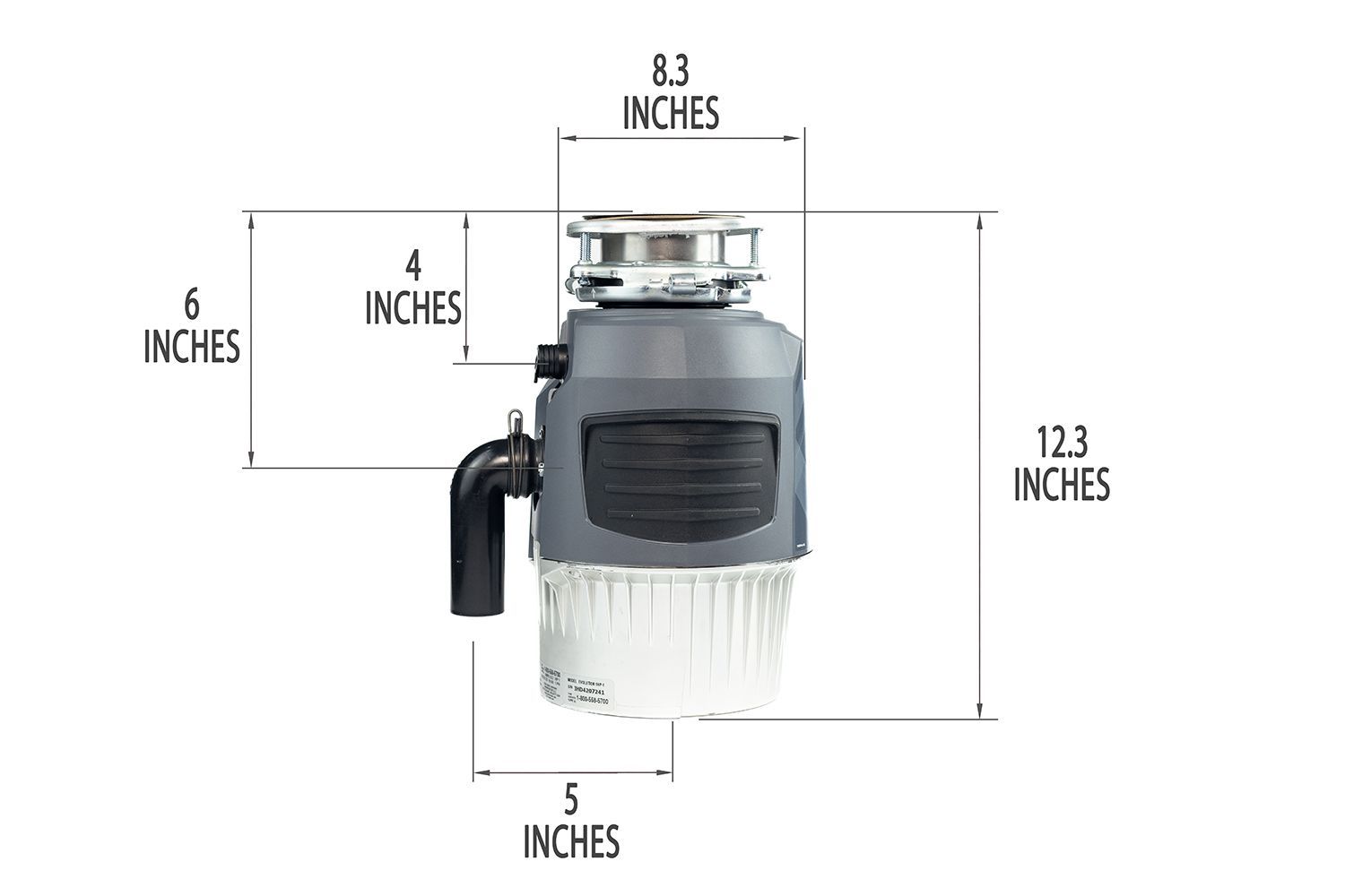 InSinkErator Evolution 1 HP Advanced Series Garbage Disposal Dimensions