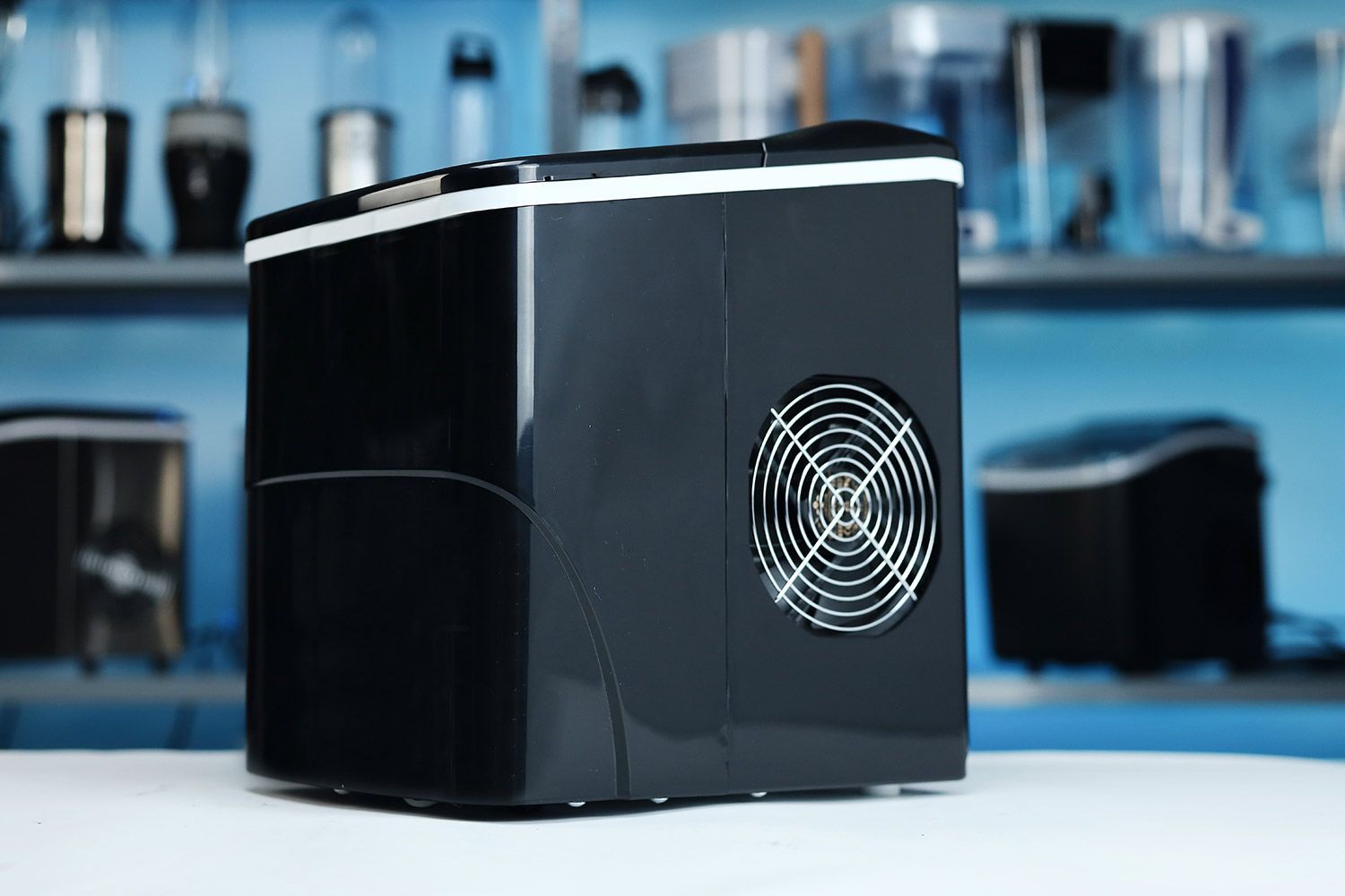 Side view of the AGLucky Ice Maker HZB-12/B showing the extraction fan.