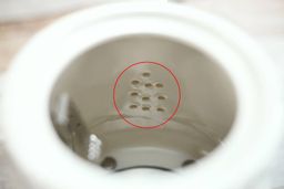 The filter holes inside the Bella Ceramic Gooseneck Electric Kettle (14745).