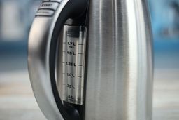 The water level window of the Cuisinart Stainless Steel Electric Kettle with 6 Preset Temperatures (CPK-17P1 PerfecTemp).