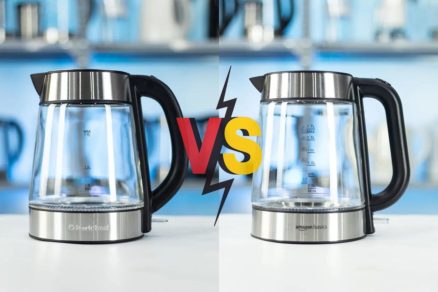 Peach Street Electric Kettle PE-1300 vs Amazon Basics Electric Glass Kettle