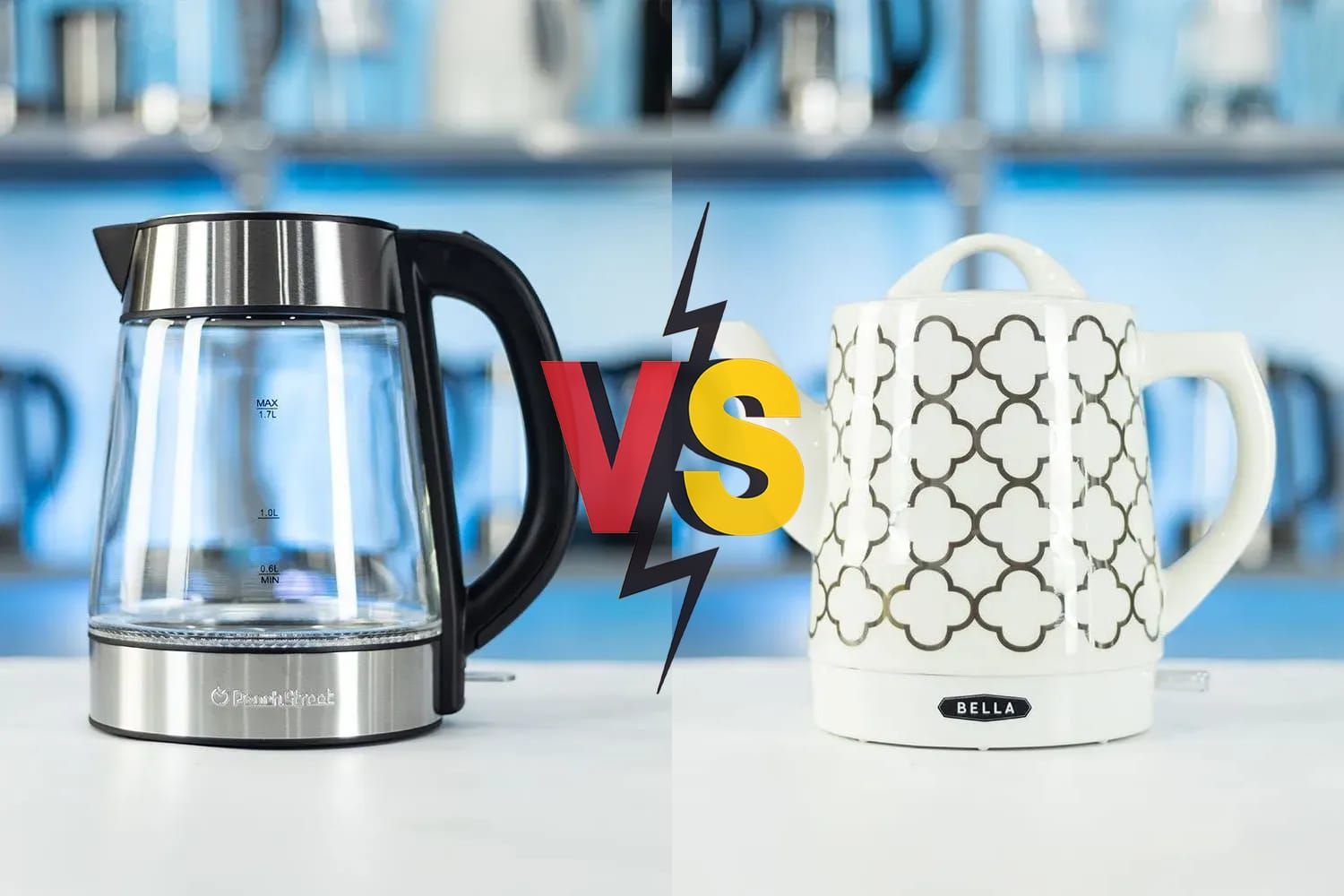 Peach Street Electric Kettle PE-1300 vs Bella Ceramic Kettle 14745