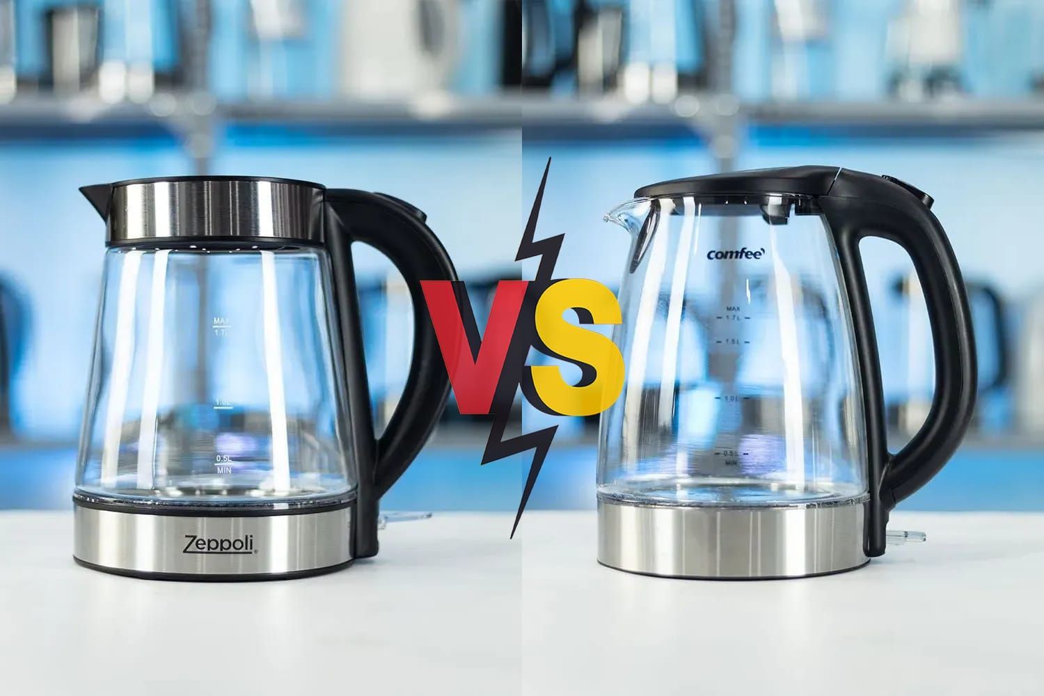 Zeppoli Electric Kettle ZPL-KETTLE vs COMFEE Electric Kettle CEKG003