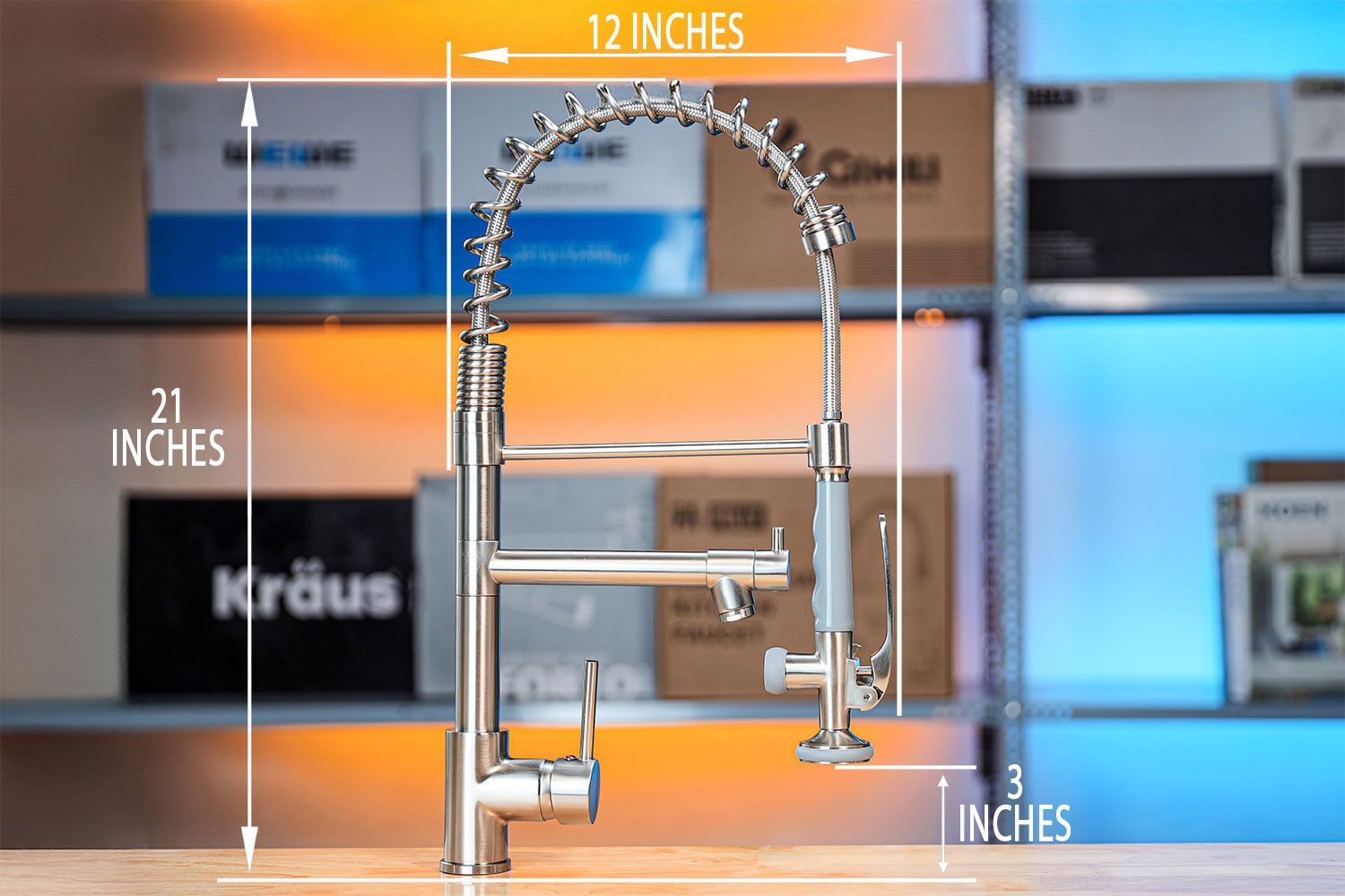 Fapully Commercial Pull Down Kitchen Faucet Dimensions