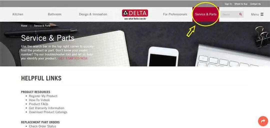 Step 1 Visit Delta Faucet Website