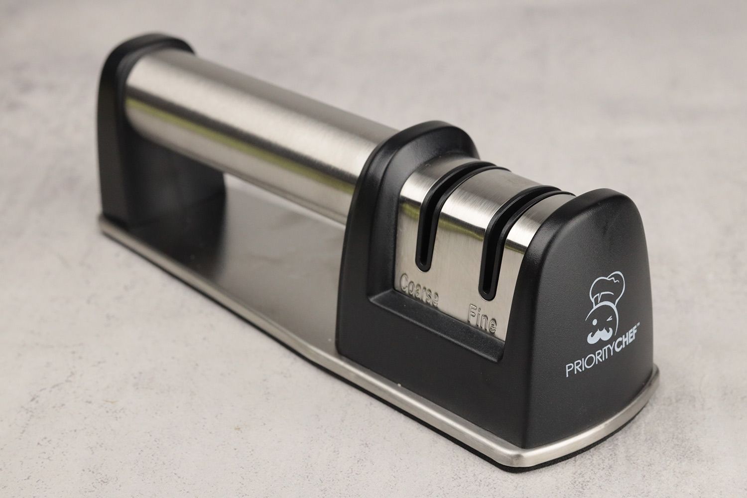 The Priority Chef sharpener with its logo in full view