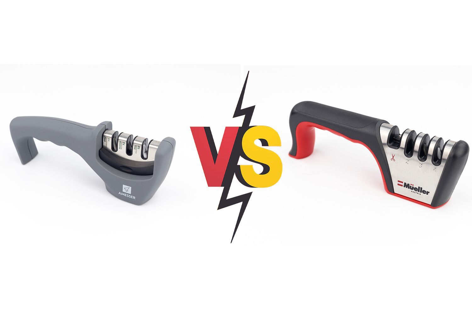 Amesser A-65 3-Stage vs. Mueller 4-Stage Sharpener: Near Rivals 