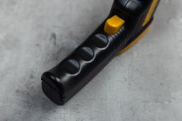 A close-up view of the grip of the Etekcity Lasergrip 800 IR thermometer.