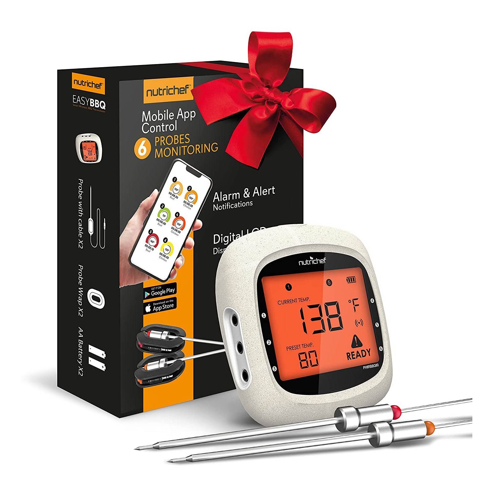 NutriChef Smart Bluetooth BBQ Grill Thermometer