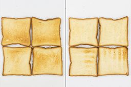 The top and bottom of the best four pieces of toast from the Hamilton Beach 31401 4-Slice Capacity Countertop Toaster Oven.