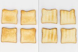 The top and bottom of the best four pieces of toast from the Cosori CO130-AO 30L 12-In-1 Dehydrator Air Fryer Toaster Oven.