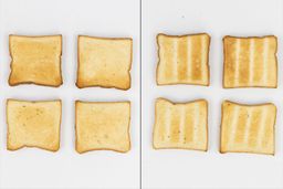 The top and bottom of the best four pieces of toast from the Ninja DT201 Foodi XL Pro Air Convection Air Fryer Toaster Oven.