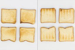 The top and bottom of the best four pieces of toast from the Panasonic NB-G110P FlashXpress Compact Toaster Oven.