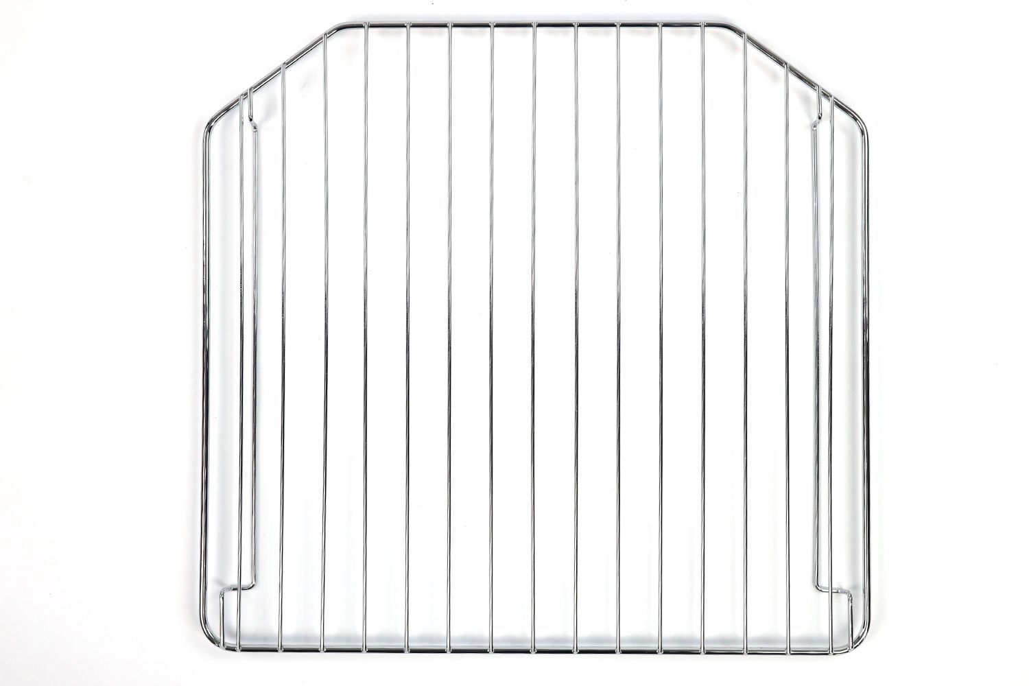 A stainless steel baking rack with two supports below of the Oster TSSTTVFDDG XL Digital French Door Convection Toaster Oven on a white background.