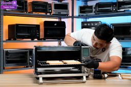 Timelapse of Shouldit's Toast test for the Breville Smart Oven Air Fryer Pro BOV900BSS by Alan Nguyen. At toast setting level 5 (6 min 45 sec on the timer), 4 slices of white bread on the fourth rack position were toasted to an evenly beautiful golden brown color. The second batch right after took 4 min 10 sec and achieved the same color.