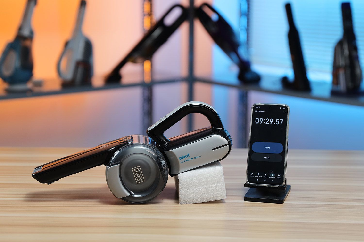 The BlackDecker Dustbuster Pivot can clean for almost 10 minutes on a full charge
