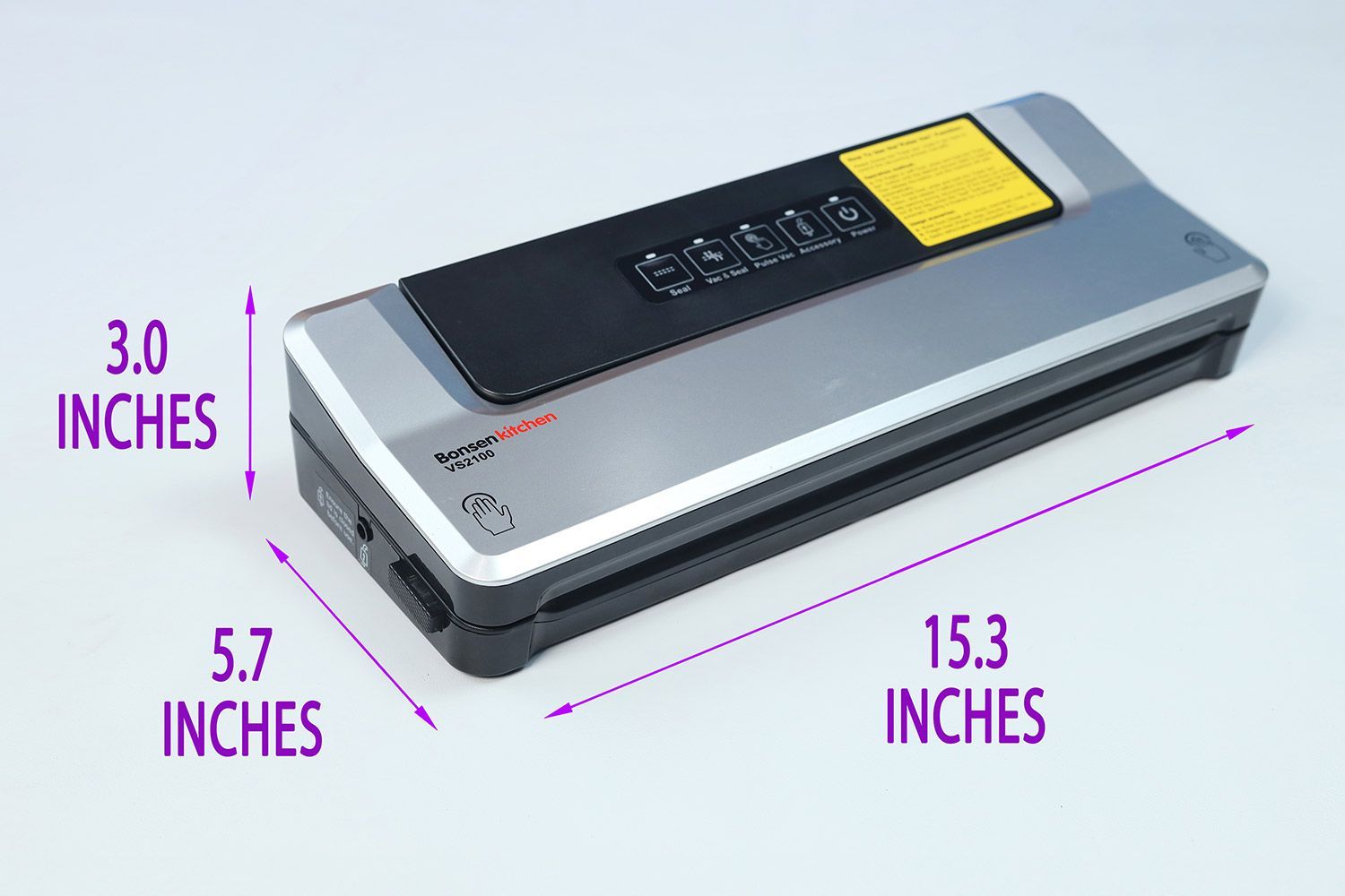 Bonsenkitchen VS2100 2025 Vacuum Sealer Dimensions
