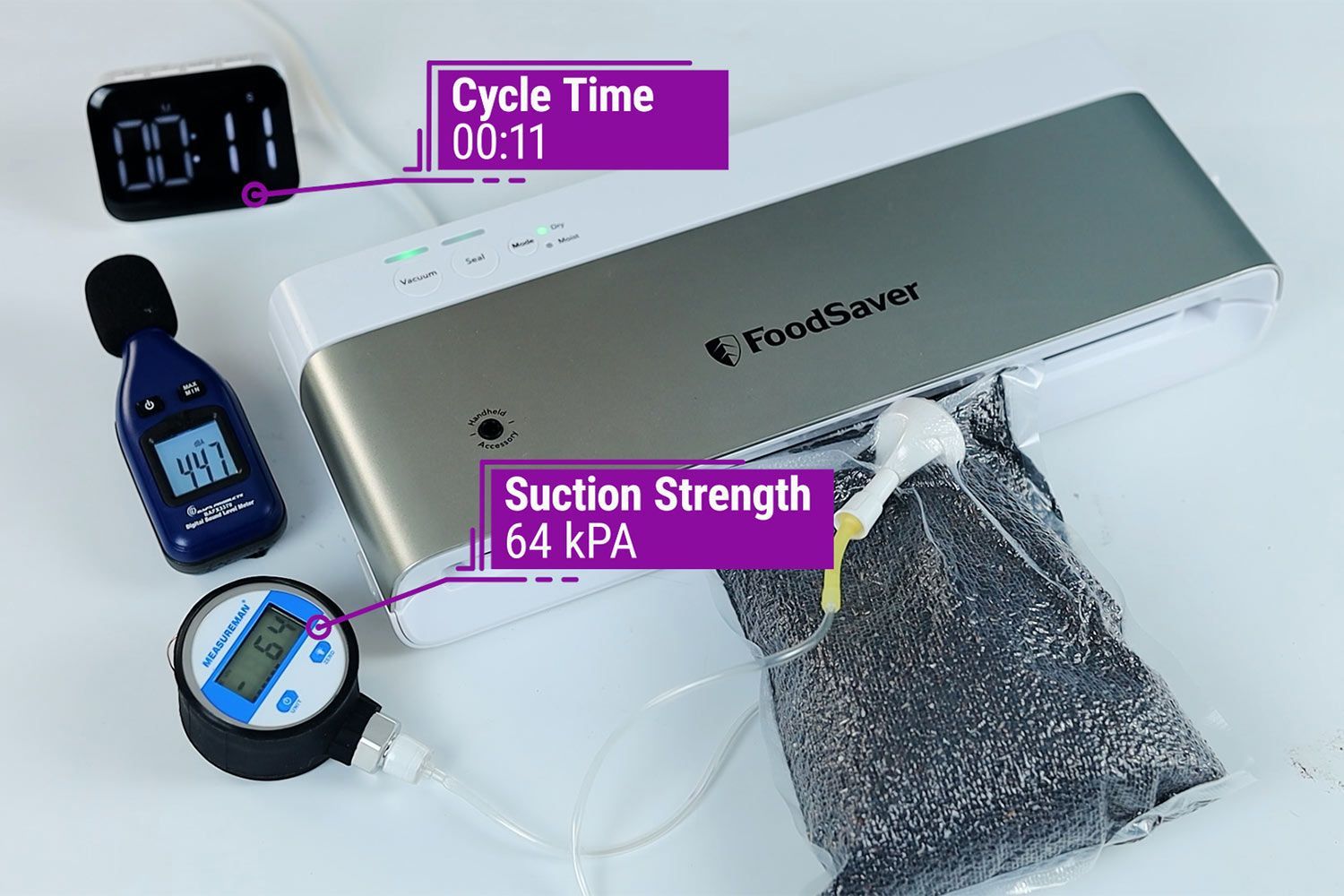 FoodSaver Compact Vacuum Sealer Suction Strength Test Result