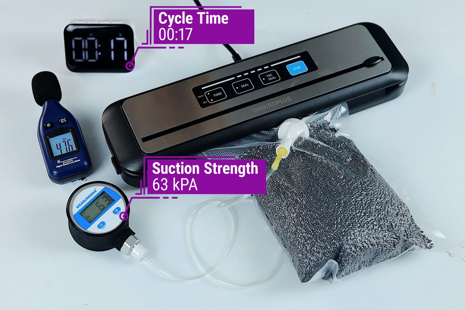 Inkbird Plus INK-VS01 Vacuum Sealer Suction Strength Test Result
