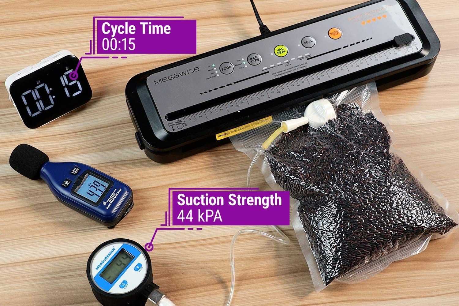 Megawise VS6621 2025 Vacuum Sealer Suction Strength Test Result