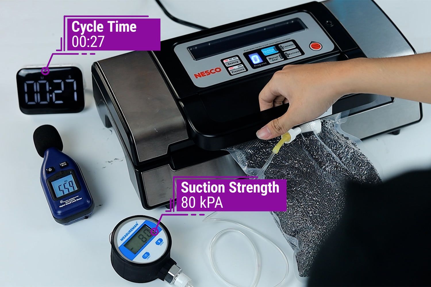 Nesco VS-12 Deluxe Suction Strength Test Result