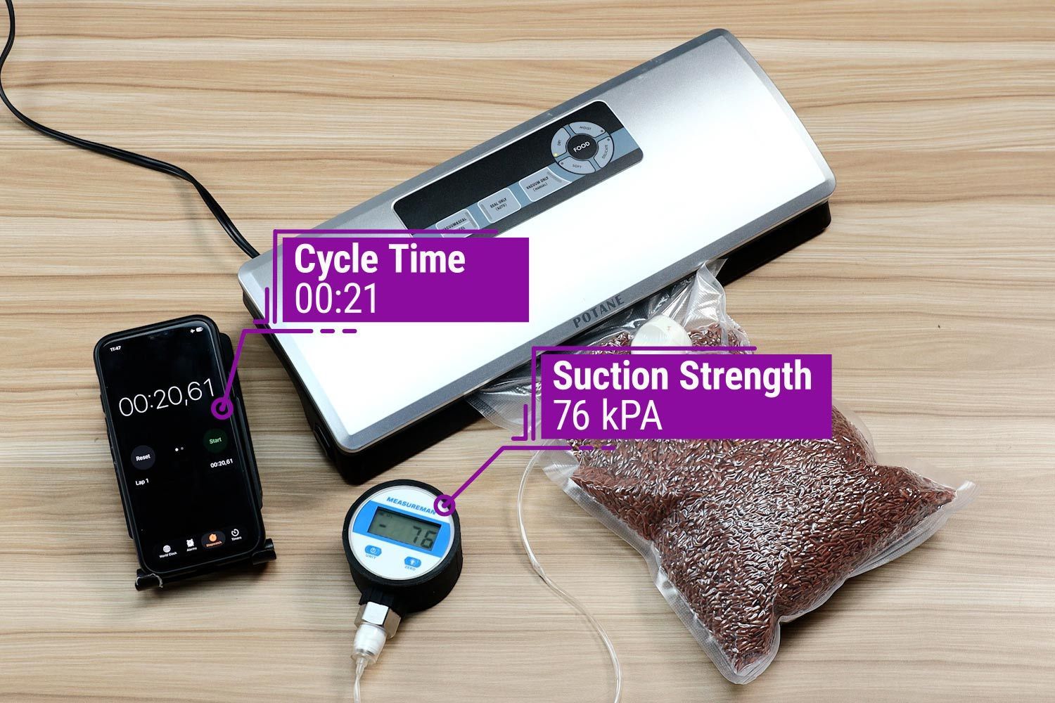 POTANE VS2690 Precision Vacuum Sealer Max Suction Strength
