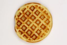 The light brown top crust of a waffle baked in 5 minutes using our self-mixed recipe.