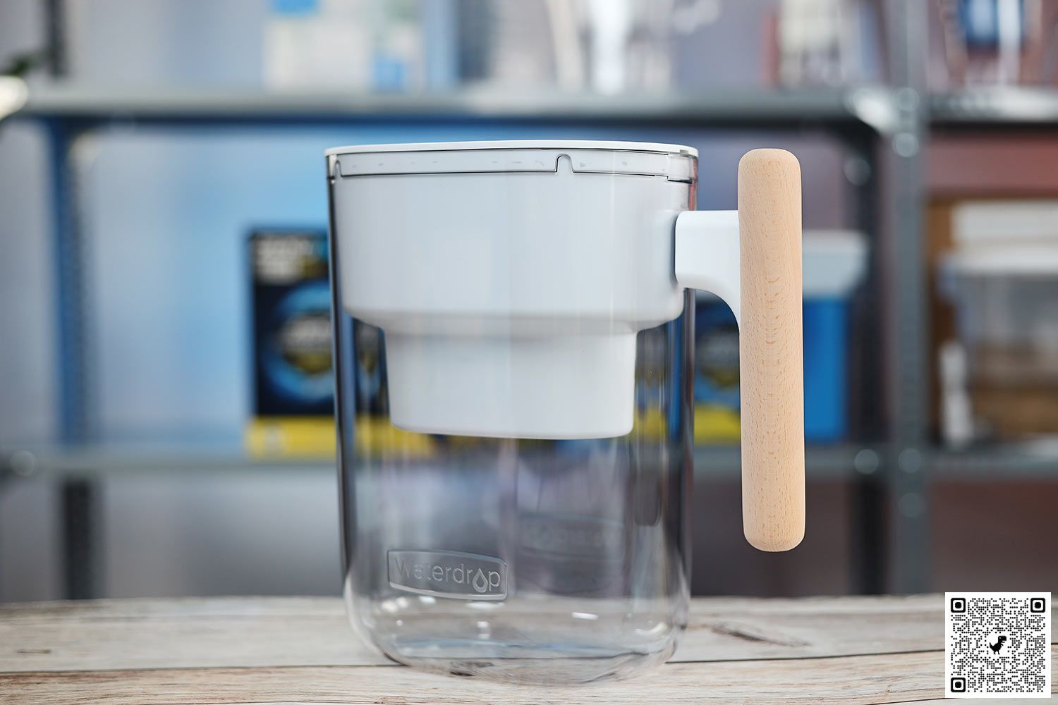 Waterdrop pitcher, viewed from handle