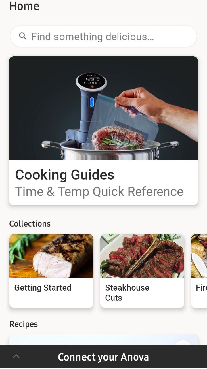 Anova App Cooking Guides home