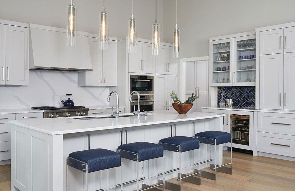 All-White Layout Kitchen Island Ideas