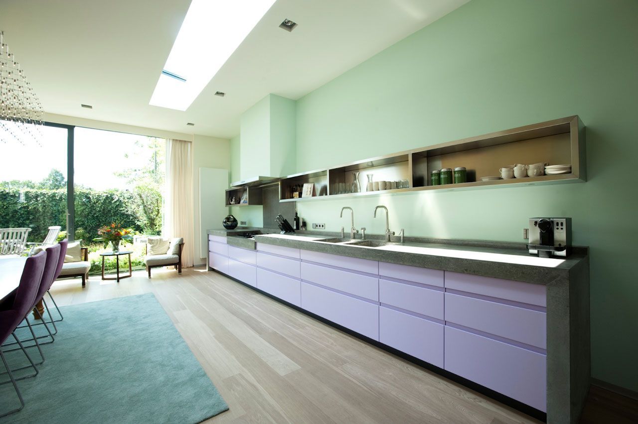 Light Teal Shade Modern Kitchen Ideas