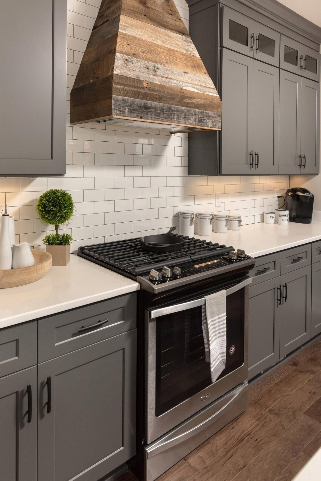 Wood-clad Hood Modern Country Kitchen Idea